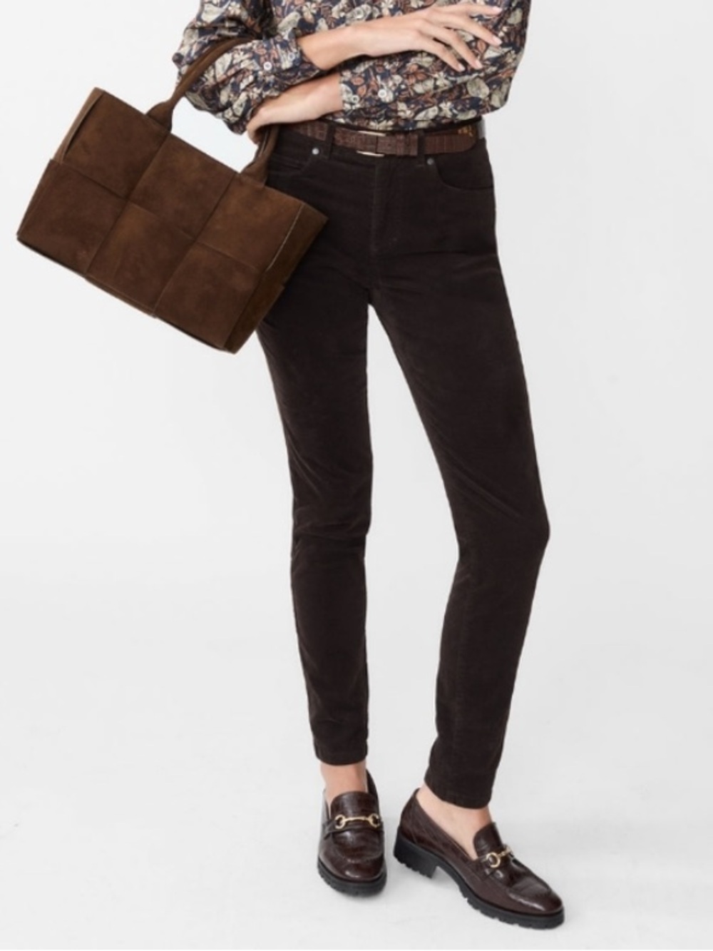 J.McLaughlin Women Size 2 Dark Brown Velvet Cigarette Skinny Watson Pants